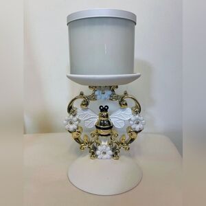Bath & Body Works Gold Bee Pedestal Candle Holder | Spring Decor
